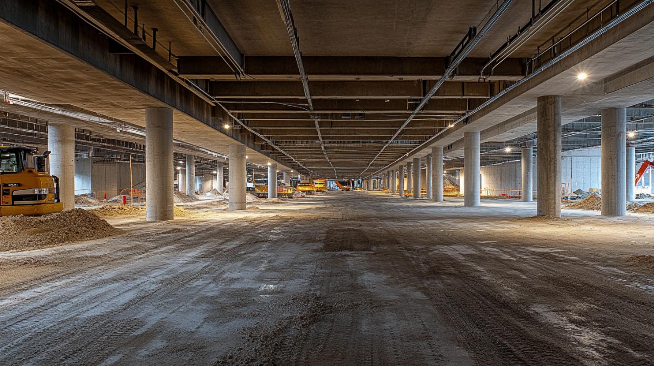 ¿Cómo se construye un aparcamiento subterráneo con ventilación e iluminación eficiente?